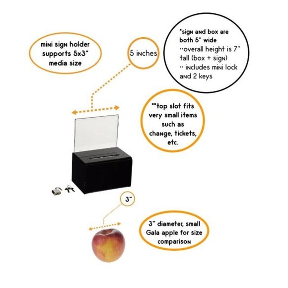 SourceOne Oblong, Donation Box with Clear Sign Holder/Ad Frame and Free Lock, 5 - Picture 6 of 9